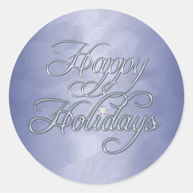 Blue Foil Happy Holidays Diamond Sticker (Front)