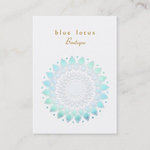 Blue Foil Look Lotus Chubby Business Card