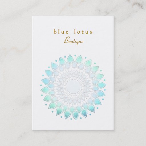 Customizable Blue Foil Look Lotus Chubby Business Card