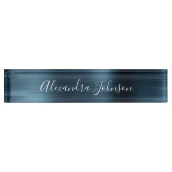 Blue Foil Metallic Modern Elegant Professional Desk Name Plate | Zazzle