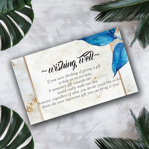 Blue Foliage Modern Wishing Well for Wedding Enclosure Card