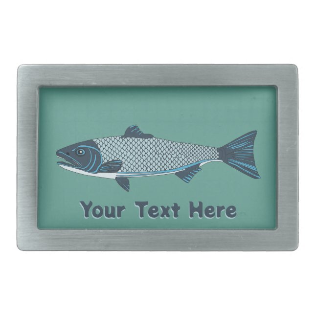 Blue Folk Art Trout/Salmon Belt Buckle (Front)