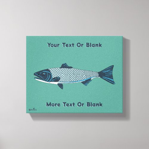 Blue Folk Art TroutSalmon Canvas Print