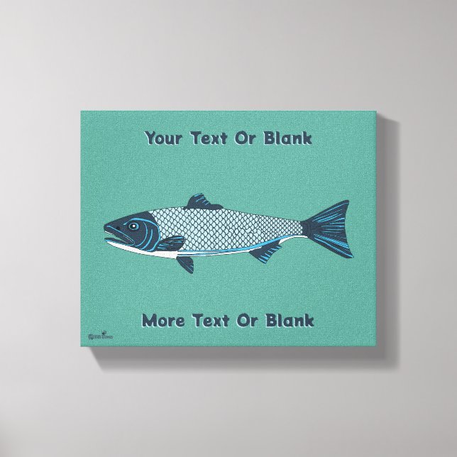 Blue Folk Art Trout/Salmon Canvas Print (Front)