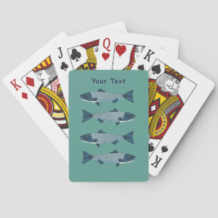 Blue Folk Art Trout/Salmon Poker Cards