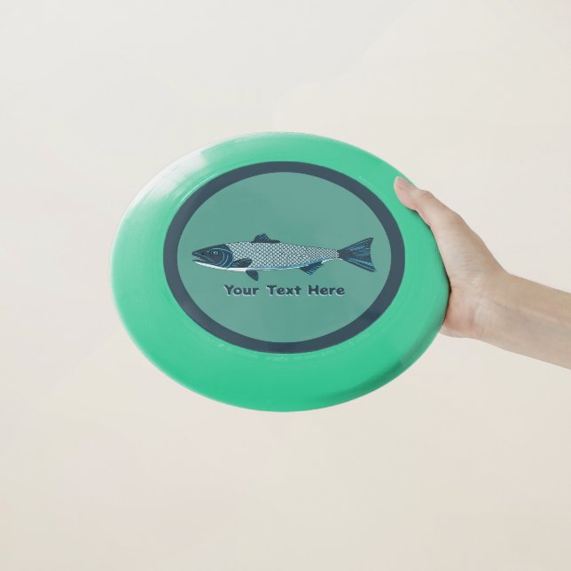 Blue Folk Art Trout/Salmon Wham-O Frisbee (In Hand)