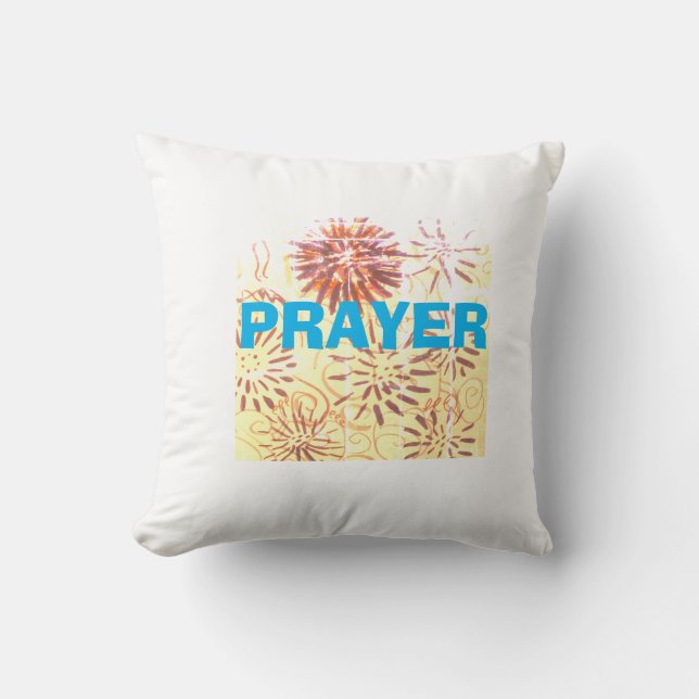 blue font PRAYER pillow (Front)