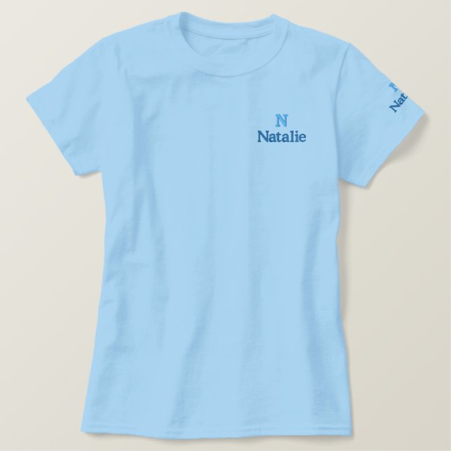 blue  fonts-  personalized embroidered shirt (Design Front)