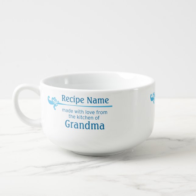 Blue Food Label Soup Mug (Right)