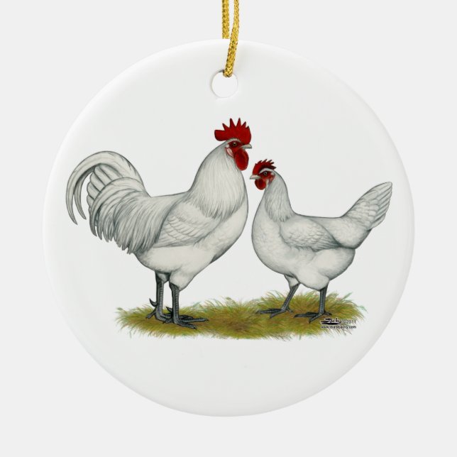 Blue Foot Chickens Ceramic Ornament (Front)