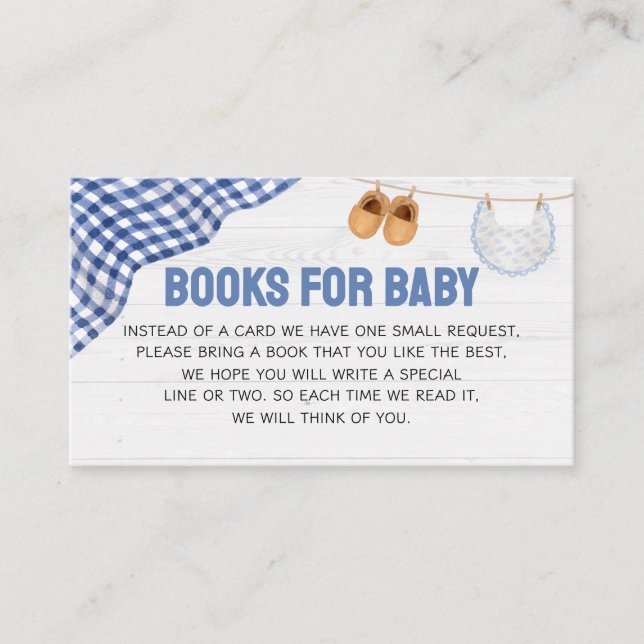 Blue Football Baby Shower Books for Baby Enclosure Card (Front)