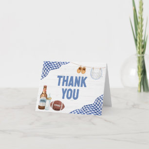 Blue Football Baby Shower Letterpress Thank You Card