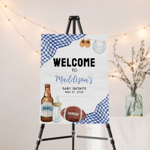 Blue Football Baby Shower Welcome Sign