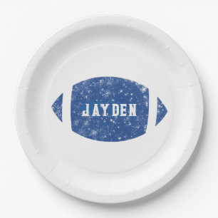 Blue Football Birthday Party Paper Plates