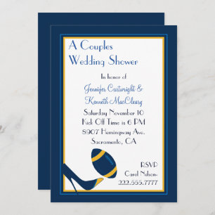 Blue Football Couples Wedding Shower Invitation