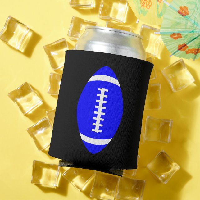 Blue Football Fan Game Day Beer Can Koozie (In Situ Summer)