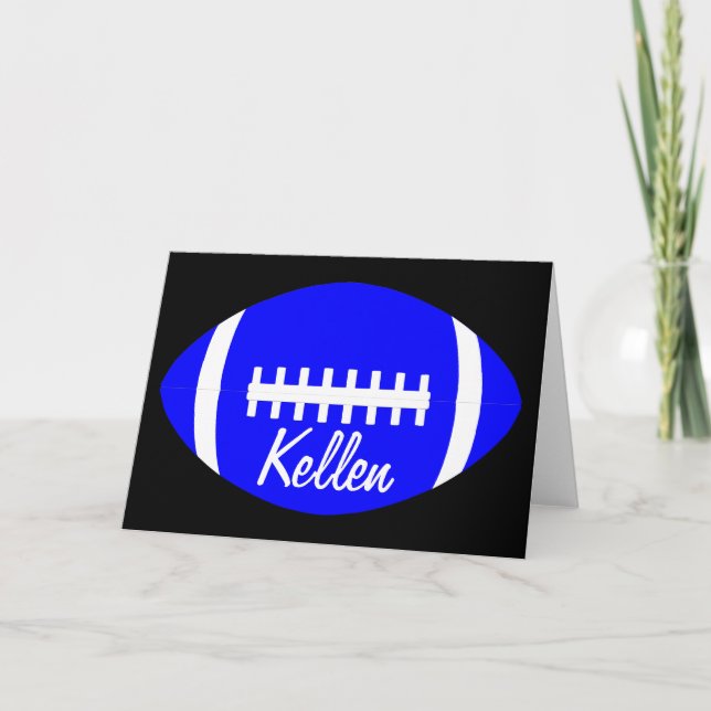 Blue Football Greeting Card (Front)