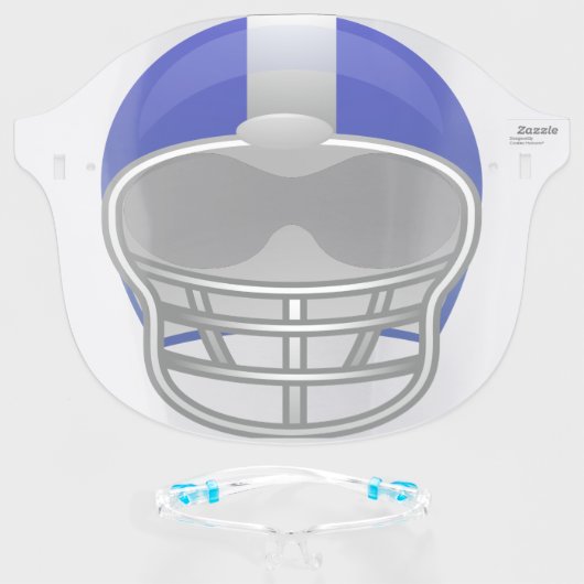 Blue Football Helmet Face Shield (Front w/Glasses)