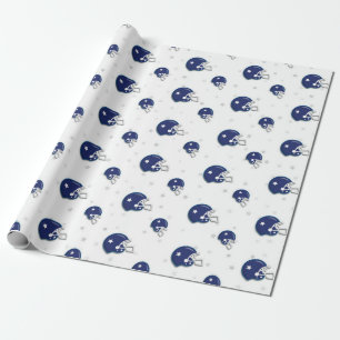Blue Football Helmet Pattern Kids Wrapping Paper