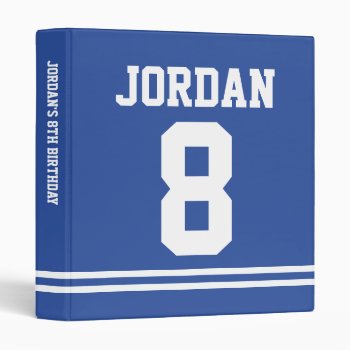 Blue Football Jersey - Sports Theme Birthday Party Binder by chingchingstudio at Zazzle