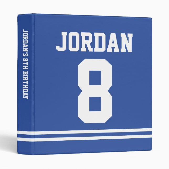 Blue Football Jersey - Sports Theme Birthday Party Binder (Front/Spine)