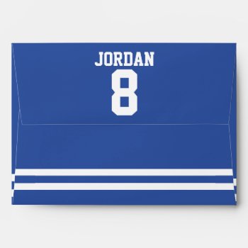 Blue Football Jersey - Sports Theme Birthday Party Envelope by chingchingstudio at Zazzle