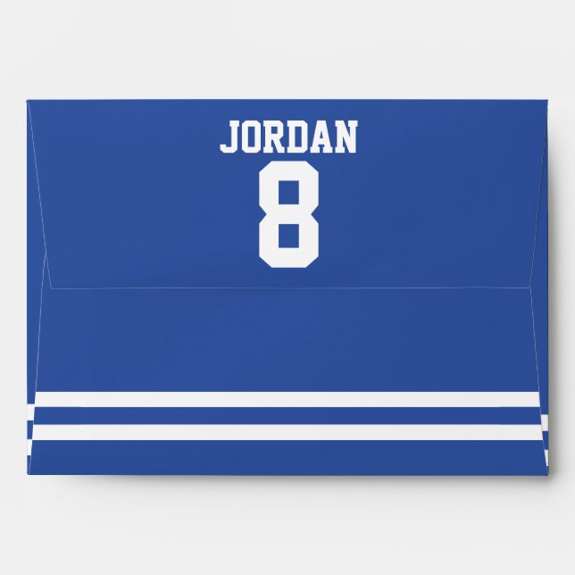 Blue Football Jersey - Sports Theme Birthday Party Envelope (Back (Top Flap))