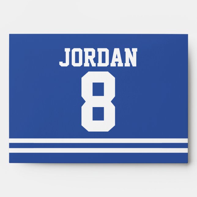Blue Football Jersey - Sports Theme Birthday Party Envelope (Front)