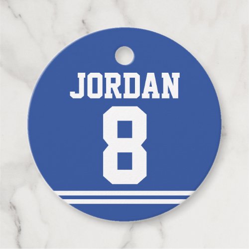 Blue Football Jersey _ Sports Theme Birthday Party Favor Tags