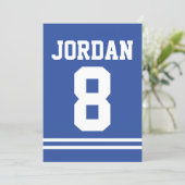 Blue Football Jersey - Sports Theme Birthday Party Invitation (Standing Front)