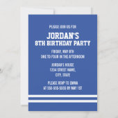Blue Football Jersey - Sports Theme Birthday Party Invitation (Back)