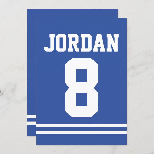Blue Football Jersey - Sports Theme Birthday Party Invitation (Front/Back)