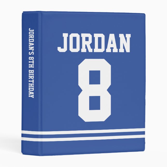 Blue Football Jersey - Sports Theme Birthday Party Mini Binder (Front/Spine)