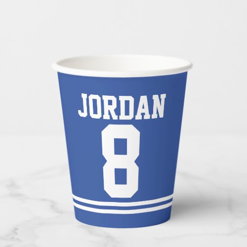 Blue Football Jersey _ Sports Theme Birthday Party Paper Cups