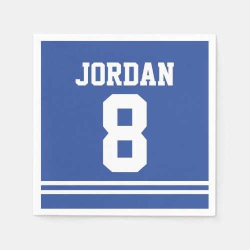 Blue Football Jersey _ Sports Theme Birthday Party Paper Napkins