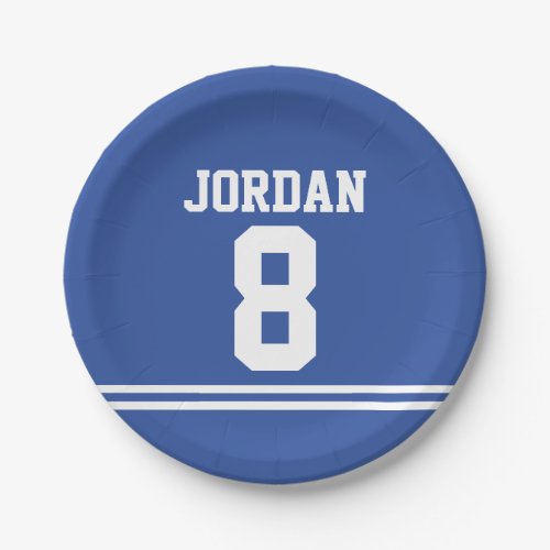 Blue Football Jersey _ Sports Theme Birthday Party Paper Plates