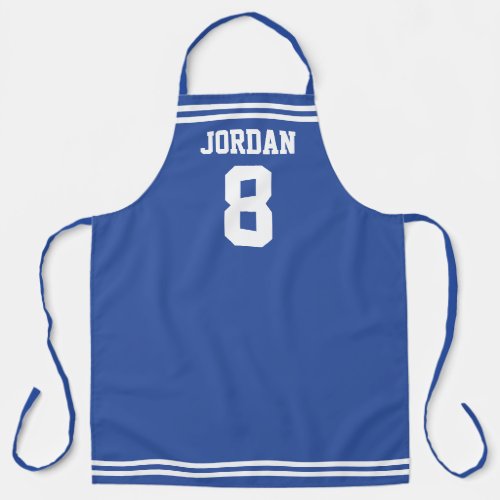 Blue Football Jersey with Custom Name and Number Apron