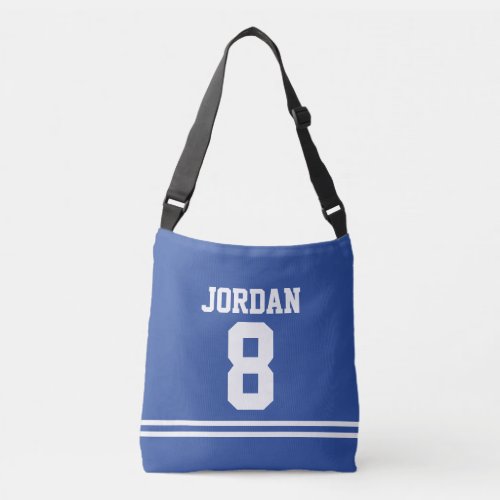 Blue Football Jersey with Custom Name and Number Crossbody Bag