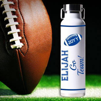 Blue Football Name | Go Team Sports Water Bottle by tjssportsmania at Zazzle