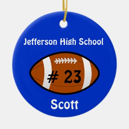 Blue Football Number Ornament
