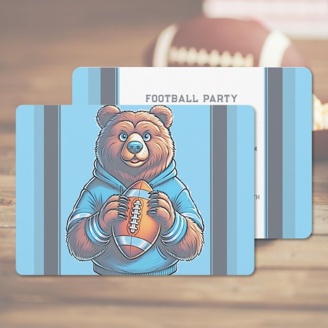 Blue Football Party Invitation (Blue Football Party Invitation (front and back))
