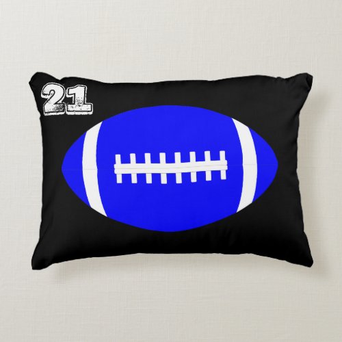 Blue Football Player Custom Jersey Number  Letter Accent Pillow