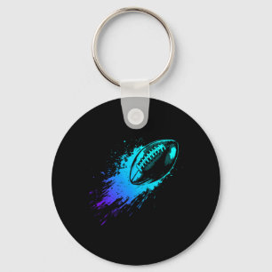 Blue Football Player Football Fan Boys Football Keychain