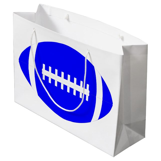 Blue Football Player Team Party or Banquet Sports Large Gift Bag (Back Angled)