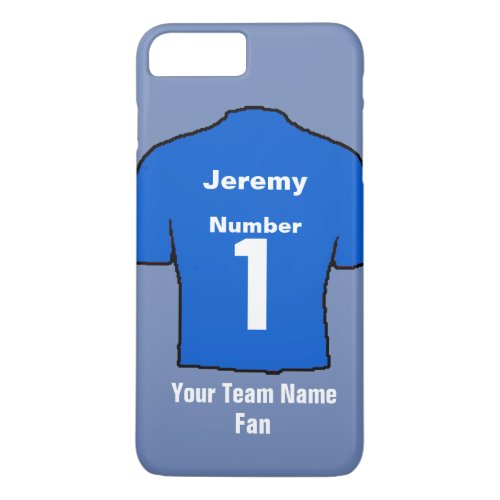 Blue Football Shirt Choose name and team iPhone 8 Plus7 Plus Case