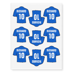 Blue Football Shirt Temporary Tattoos