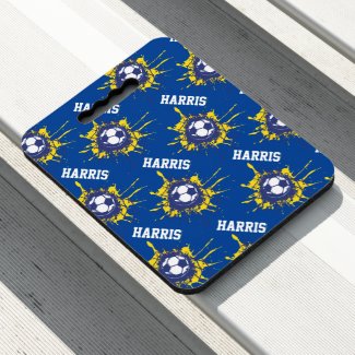 Blue football soccer ball score personalized 