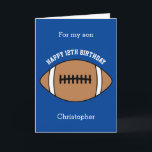 Blue Football Sport 12th Birthday Card<br><div class="desc">A blue personalized football 12th birthday card for son, grandson, nephew, etc. You can easily personalize the front of this sports birthday card with his age and name. The inside card message and back of the card can also be personalized for the birthday recipient. This football birthday card for him...</div>