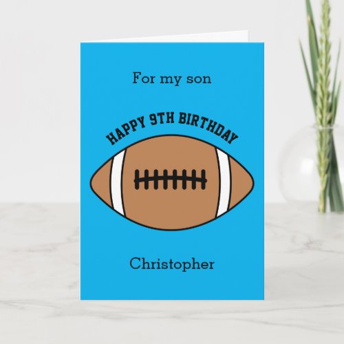 Blue Football Sport 9th Birthday Card