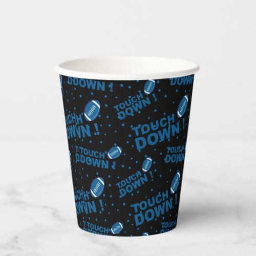 Blue Football Sports Touch Down Ball Pattern Paper Cups